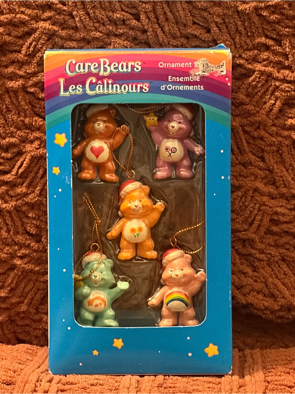 Vintage  5-piece Care Bears Mini Christmas Ornament Set